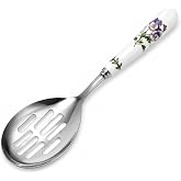 Portmeirion Botanic Garden 10" Slotted Spoon, Pansy Motif - Porcelain Handle &amp; Stainless Steel, Chip-Resistant Glaze - Ideal for Home Gatherings &amp; Intimate Dining, Must-Have Kitchen Tools