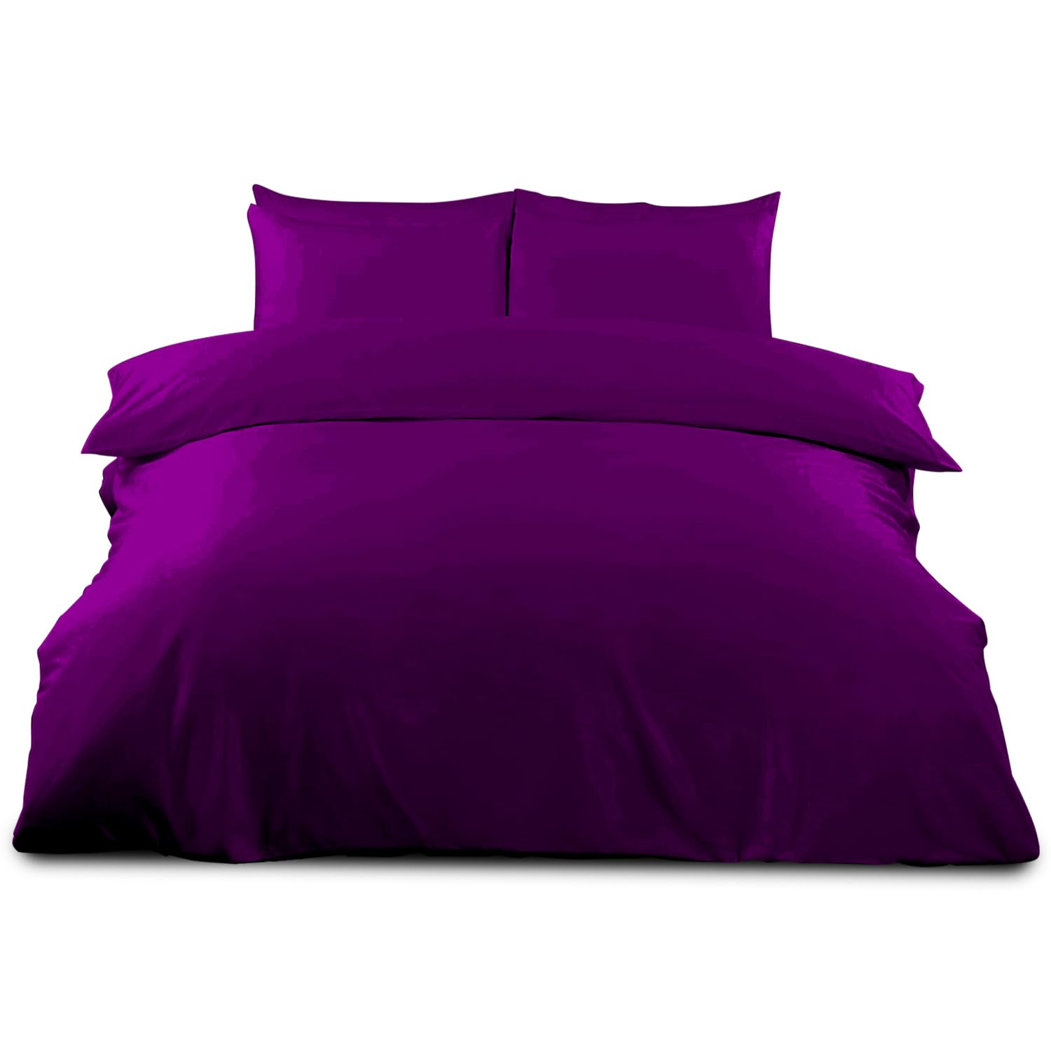 GC GAVENO CAVAILIA Polycotton Plain Dyed Duvet Single Size, Supersoft Breathable Bedding & Linen, Washable Comforter Quilt Covers, Polyester, 50% Cotton, Berry, Double — image 1