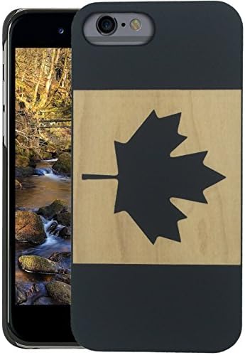 Wood iPhone Case - iPhone 6s Plus/iPhone 6 Plus Case - WDPKR Wooden Phone Cover - Unique High Contrast Black Painted Wood Bumper Accessory for Apple iPhone 6s Plus / 6 Plus (Canadian Flag)