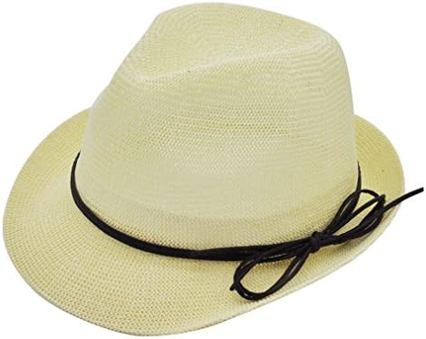Straw Fedora Sun Hats for Women, Plus-Size Cowgirl Hats for Big Head [ White ] by Miss Girl
