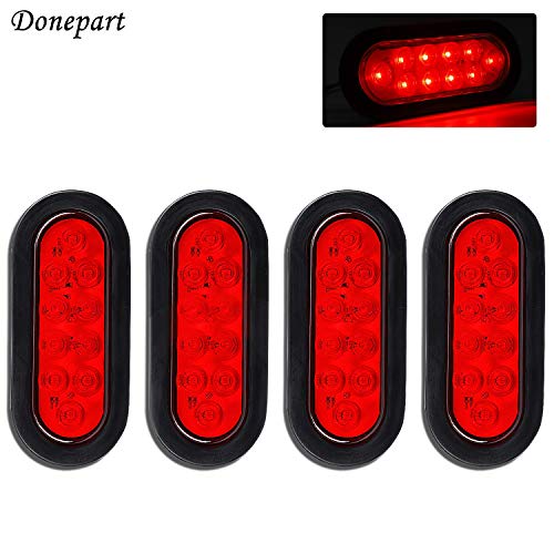 Donepart 6 Inch Oval Trailer Lights Red LED Flatbed Tail Lights Surface