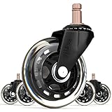 SunnieDog Office Chair Wheels Roll Just As Smooth On Day 1000 As They Did On Day 1 - Heavy Duty Protection for Hardwood & Tile Floors Without A Mat - Roller Blade Style w/IKEA Fit - Black