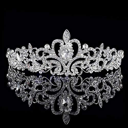 EPNT Gorgeous Silver Crystal Rhinestone Hair Crown Women Girls Tiara Headband Wedding Bridal Headwear Hair Jewelry Dia.15cm