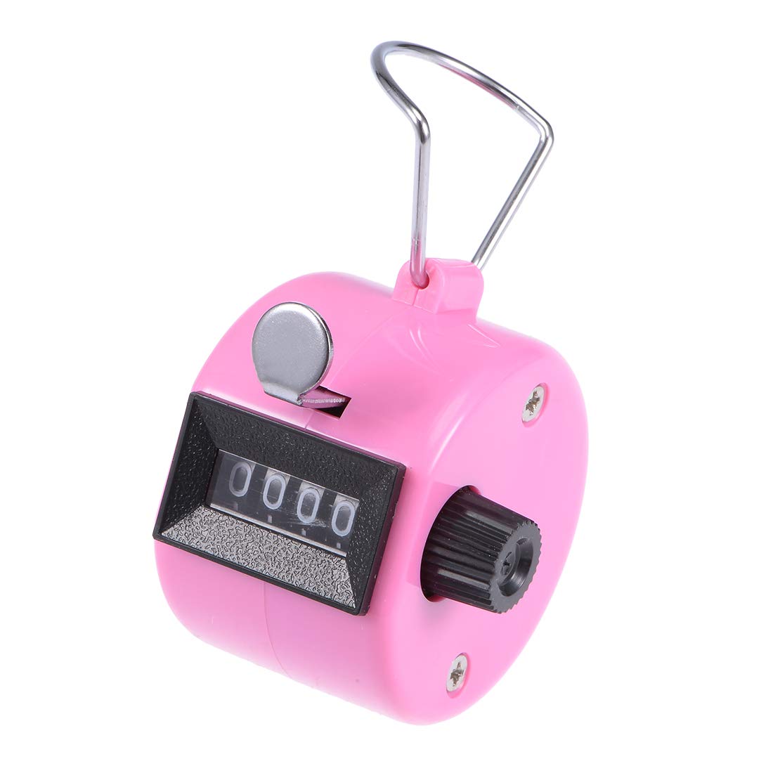 sourcing map Hand Tally Counter 4 Digit Tally Counter Mechanical Palm Click Counter Count Clicker Finger Counter Manual Clicker for Event Sport Stadium Pink