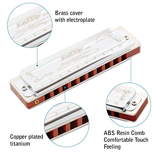 East top Diatonic Harmonica Key of C 10 Holes 20 Tones 008K Blues Diatonic Mouth Organ Harmonica