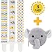 4-in-1 Pacifier Clips+Antibacterial Pacifier Holder by Moskka-Set of 3 Universal Pacifier Clips&Paciafier Pocket/Case Infant Teething Ring&Toys Holder for Baby Boy and Girl-Baby Shower Gift-Elephant