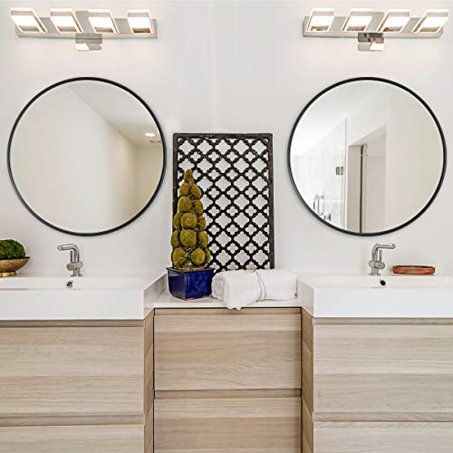 Round Mirror for Wall Black, Circle Large Round Wall Mirror, Black Mirror, 24in Circular Modern Design Bathroom Vanity Mirror with Aluminum Alloy Frame, Wall Decor Mirror