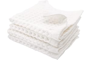 sea me at home Waffle Washcloth Set, 100% Cotton (4 Pcs Washcloth 13x13 inches, White)