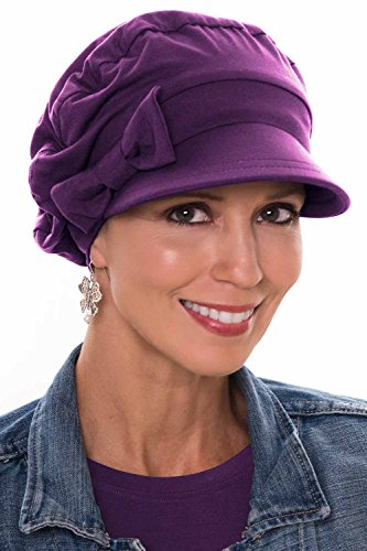 Versatility Newsboy Hat-Caps for Women with Chemo Cancer Hair Loss Luxury Bamboo - Plum