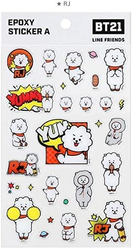 BTS BT21 Official Stickers Version A Lap TOP Decal Super Sticky Stickers + Additional BTS PHOTOCARDS (Random) (RJ)