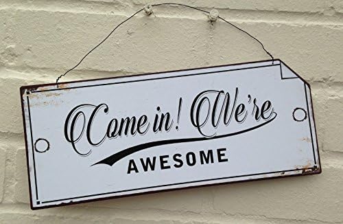 Open / Closed Sign. Metal Hanging Double Sided - Come In We're Awesome by tiggys treasures