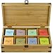 Zen Earth Inspired Bamboo Tea Organizer Box Chemical Free Eco-Friendly Big, Tall, Adjustable Cubbies Natural Wooden Storage Chest (8-Slot 14.3