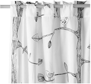 Ikea Eivor Curtains 1 Pair White Black 145x300 Cm Amazon Co