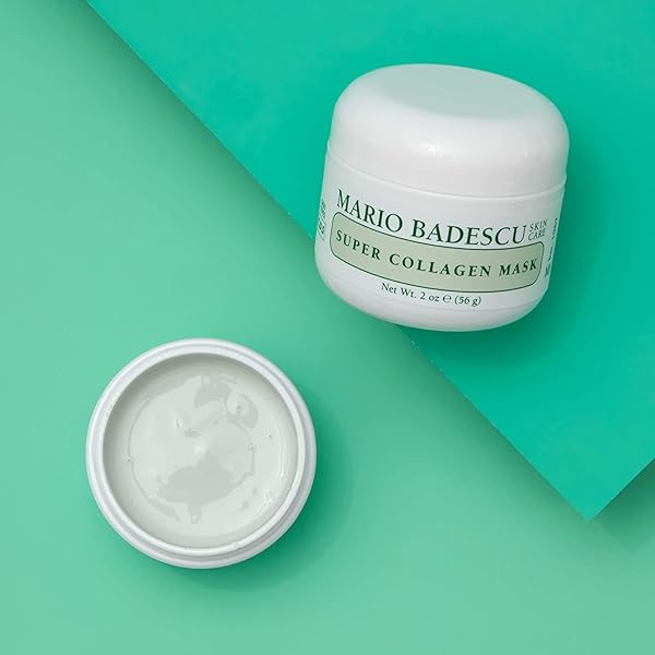 MARIO BADESCU SUPER COLLAGEN MASK, CLAY MASK FACE SKIN CARE IDEAL FOR COMBINATION, DRY OR SENSITIVE SKIN, PORE MINIMIZER WITH HYDRATING COLLAGEN AND PURIFYING KAOLIN CLAY, 2 OZ
