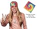 Hippie Wig Costume with Tie Dye Bandana 60s 70s Hippy Woodstock Festival Gear