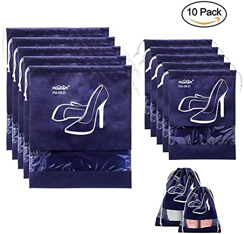 PlusMart 10 Pack Shoe Bag Shoe Storage Bag Shoe Organizer Bag for Travel,Gym Shoe Drawstring Bag Shoe Travel Bag with Transparent Window,Bag for Sneakers,high-heeled shoe,Boots