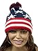Red White and Blue Patriotic American Flag Knit Cuffed Beanie Hat