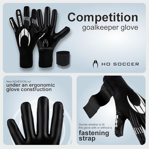 HO Soccer KONTROL Alert Blackout Goalkeeper Gloves, Unisex Adult.