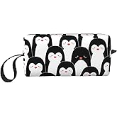 JKJOJIA Penguin Cute Makeup Bag Organizer Small Cosmetic Bags Portable Travel Toiletry Bag With Handle Simple Accessories Storage Zipper Pouch For Women Girl