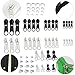 Outee 186 Pcs Zipper Replacement Zipper Repair Kit with Zipper Install Pliers Tools and Clear Storage Container, Silver and Black