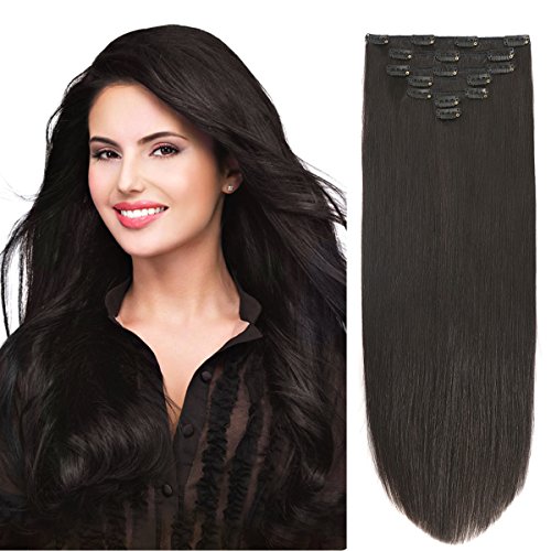 18" clip in extension human hair clip extensions r…