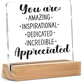 Inspirational Motivational Gifts, Thank You Gifts for Women Men Friends, Motivational Quote Acrylic Sign With Wooden Stand Desk Decor for Home Office Desk Accessories Christmas Birthday Gift