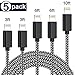 TNSO MFi Certified iPhone Charger Lightning Cable 5 Pack [3/3/6/6/10FT] Extra Long Nylon Braided USB Charging & Syncing Cord Compatible iPhone Xs/Max/XR/X/8/8Plus/7/7Plus/6S/6S Plus/SE/iPad/Light blue