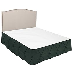 Nestl Forest Green Bed Skirt Full Size, Pinch Pleat