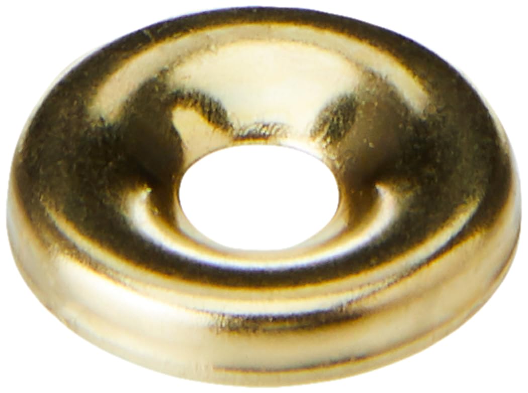 Merriway BH05861 (100 Pcs) EB Surface Screw Cup Washer for No. 8 Screws, Brass Plated - Pack of 100 Pieces