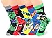 v28® Men's Cool with Various Crazy Pattern Mixed Colors Crew Socks (One Size, 5-Mixed-Heros-2)