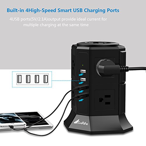 image for Power Strip, Lidlife Surge Protector Power Socket 8-Outlet with 4 Smar