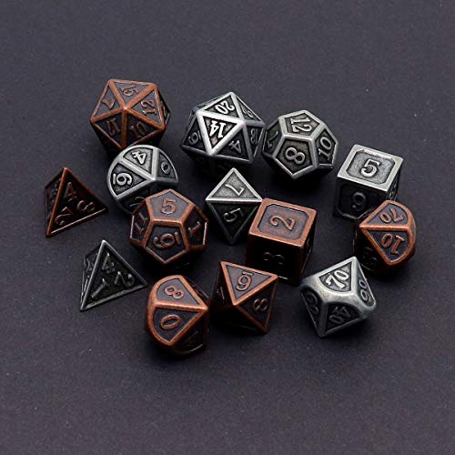 Haxtec Viking Metal DND Dice Set D&D 7PCS of D20 D12 D10 D8 D6 D4 for