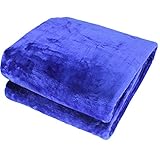 Simple Deluxe 78 by 90-Inch Solid Mink Blanket, Queen, Navy Blue