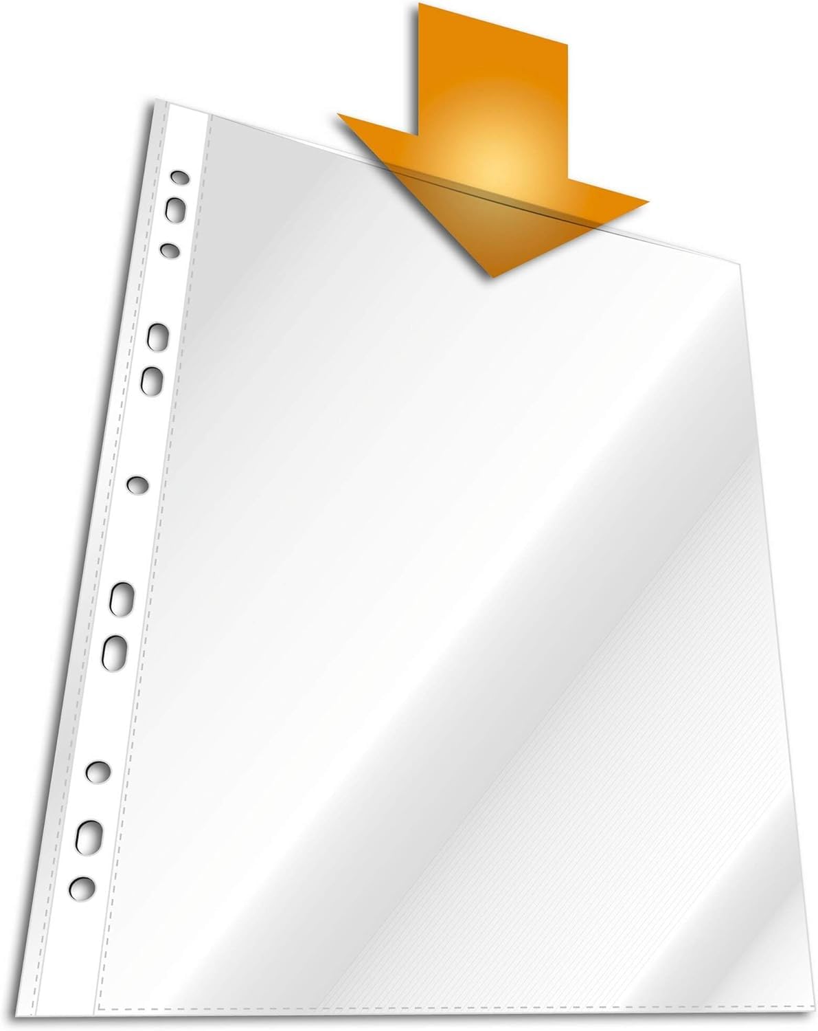 Durable Transparent Punched Pocket A4 Portrait |Punched Document Wallet with Thickness of 0.05mm | Large Pack of 40 Glass Clear Pockets