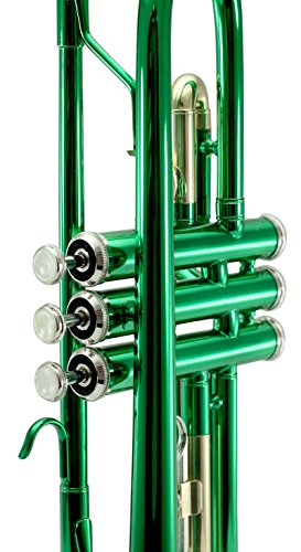Sky Band Approved Green Lacquer Brass Bb Trumpet with Case, Cloth, Gloves and Valve Oil, Guarantee Top Quality Sound, Green