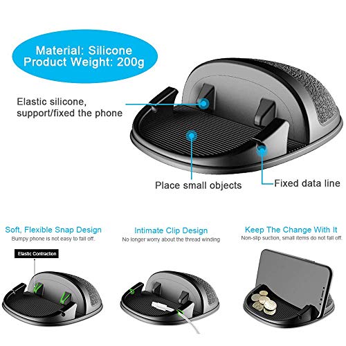 Car Mount, Car Phone Mount Silicone Car Pad Mat for Various Dashboards, Anti-Slip Desk Phone Stand Compatible with iPhone, Samsung, Android Smartphones, GPS Devices and More. (Black)