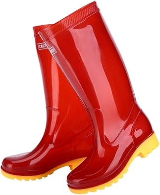Amazon 77 長靴 作業靴 メンズ 赤 Pvc 完全防水 おしゃれ かっこいい ゴム長靴 スリッポン 無地 ロング丈 レインブーツ 耐油 高耐滑性 耐摩耗性 滑らない 厨房 水場 キッチン 食品 ロング ブーツ 77 レインシューズ