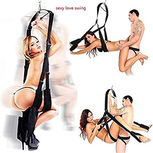360 Spinning Swivel Swing Adult Indoor Swing Set for Couple Bedroom Toys - Luxury Fantasy Yoga Swing Holds up to 600 lbs with Steel Triangle Frame, Spring and Hook Included for Women(Black)