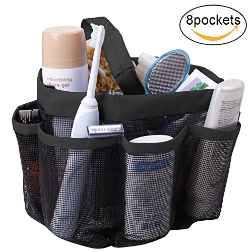 MuNiSa Mesh Shower Caddy Tote, Quick Dry Oxford Hanging Toiletry Organizer with 8 Storage Pockets, Portable Bath Bag for Shampoo, Conditioner, Soap and Other Bathroom Accessories(Black) - Thumbnail 5