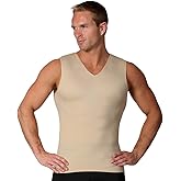 Insta Slim Mens Compression Sleeveless V Neck Muscle Shirt- Slimming Body Shaper Undershirt