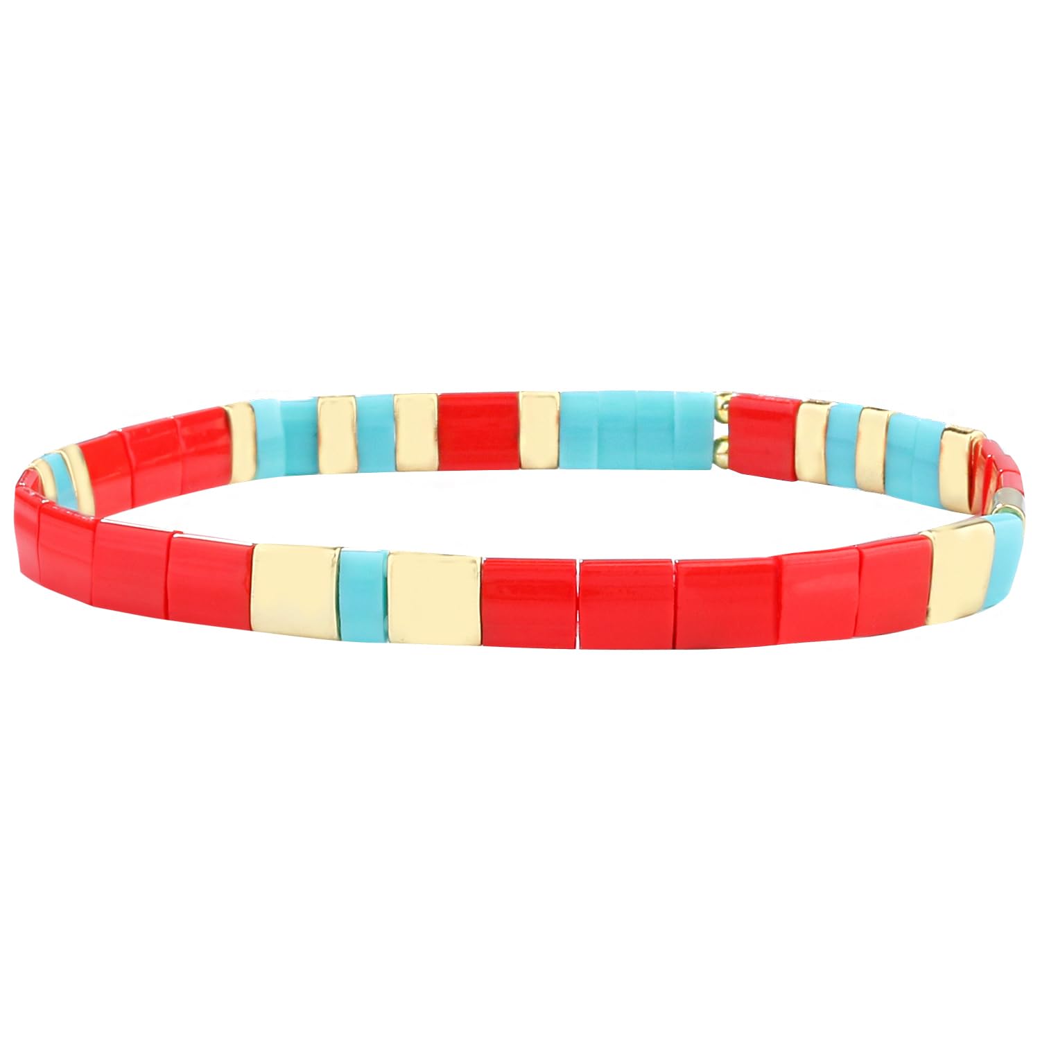 KELITCH Tila Miyuki Beads Bracelets Colorful Strand Stretch Bracelets Mixed Friendship Bracelets - 8J