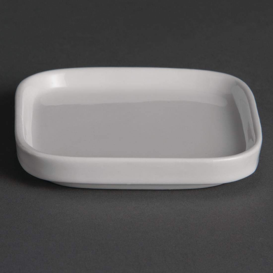 Olympia Whiteware Flat Miniature Dishes 93 mm (Pack of 12), White, Vitrified Porcelain, Size: 15(H) x 93(W) x 93(D) mm, Heat and Shock Resistant - Oven, Microwave, Dishwasher & Freezer Safe, Y140