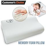 Save&Soft Toddler Memory Foam Pillow - Cervical Support Pillow Neck Pain - Bed Orthopedic Sleeping Pillow for Women Kids + Free Hypoallergenic Cover