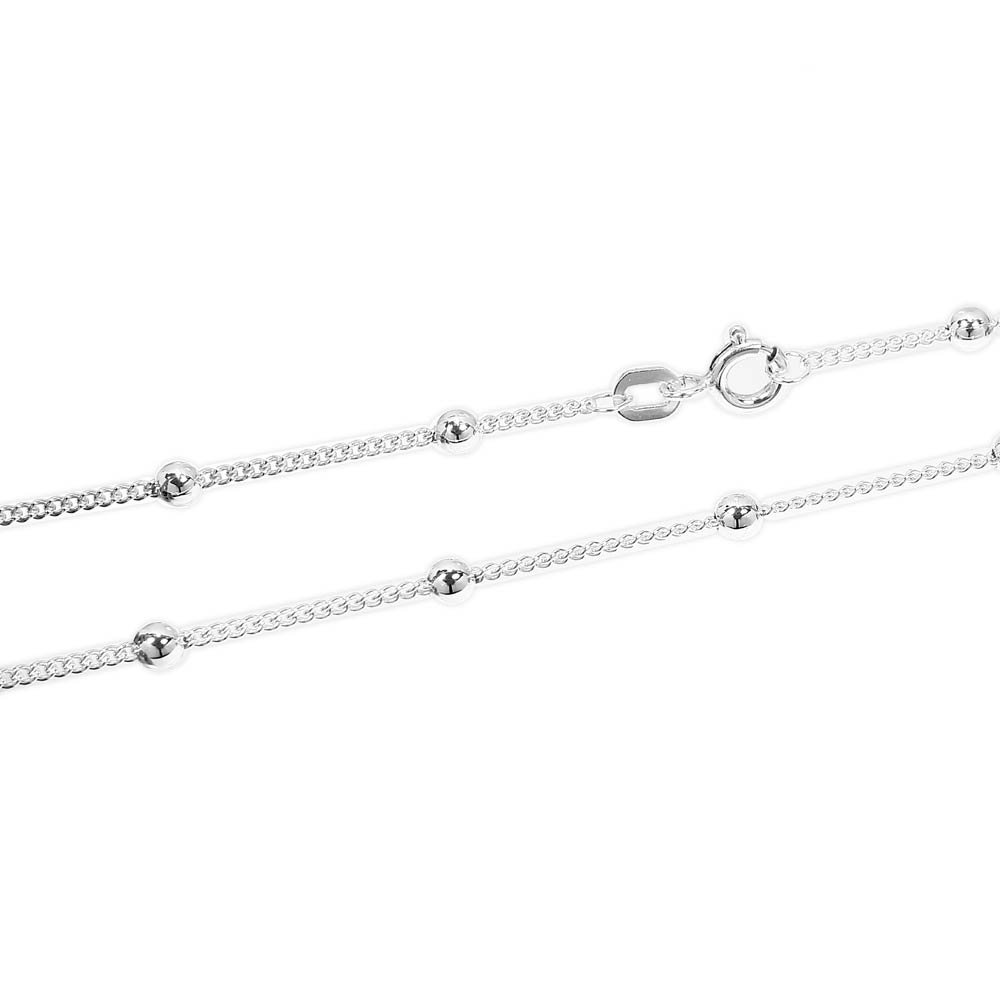 NKlaus 925 sterling silver anklet 27cm curb chain round with 15 ball chain 1867