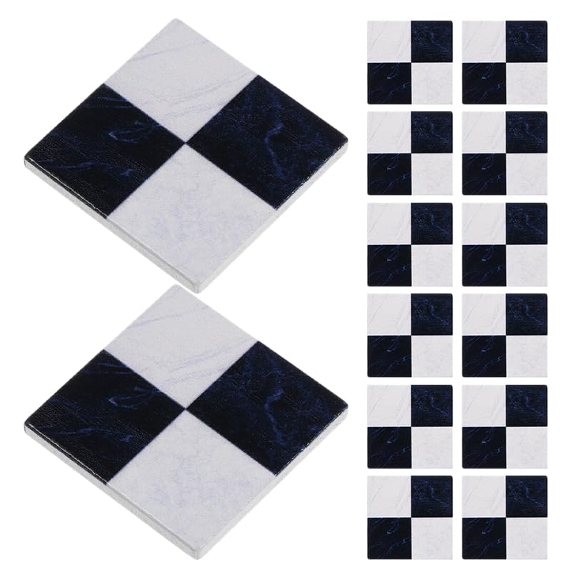 Milisten 54Pcs Dollhouse Flooring, Wood Miniature Floor Boards Checkerboard Tiles for Dollhouse Accessories Furniture Decoration 1.18X1.18X0.08In