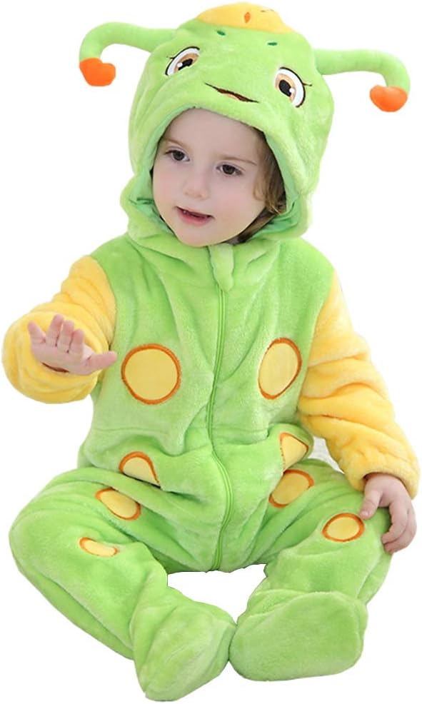 Kirmoo Baby Caterpillar Costume Halloween Cosplay Romper Animal Onesie Pajamas for Kids