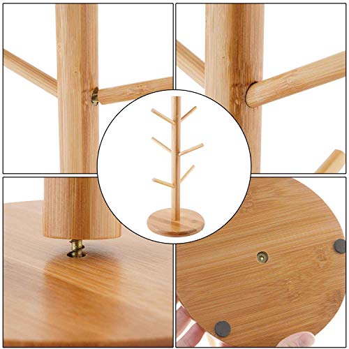 QILICHZ 1 Set Wood Bamboo Tree Shape Coffee Mugs Tea Cup Storage Rack Home Kitchen Mug Hanging Display Stand drinkware Organizer Shelf with 6 Hooks - Thumbnail 5