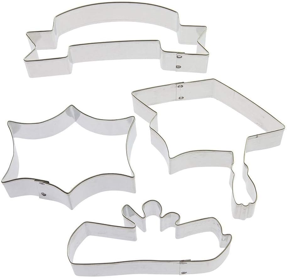 Foose Cookie Cutters Graduation Cookie Cutter 4 Pc Set, Made in USA