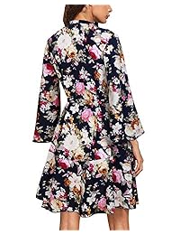 VIUVIU - Vestido de media manga para mujer, cuello en V, diseño floral