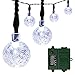 [18650 Rechargeable Battery Included] easyDecor Globe Battery Operated String Lights 30 LED Automatic Timer 8 Mode Crystal Ball Christmas Lights for Xmas Garden Outdoor Holiday Decoration (White)